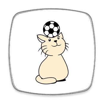 ballon jouant chat équilibre football tête fun - Magnet carré - blanc - Devant