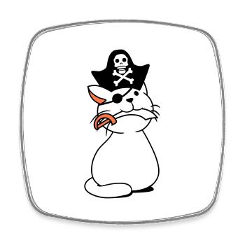 Cute Pirate Cat Buccaneer Eye Patch Hat Saber - Square fridge magnet - white - Front