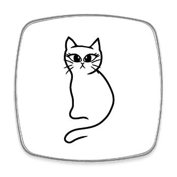 Chat Chats Chaton Rétro Années 80 Années 90 Vintage - Magnet carré - blanc - Devant