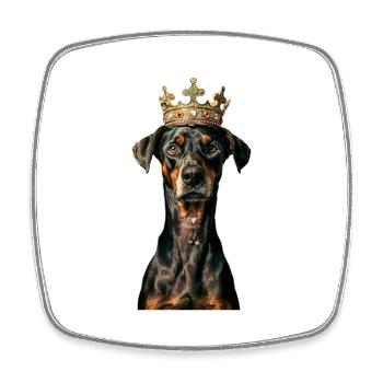 Doberman - Magnet carré - blanc - Devant