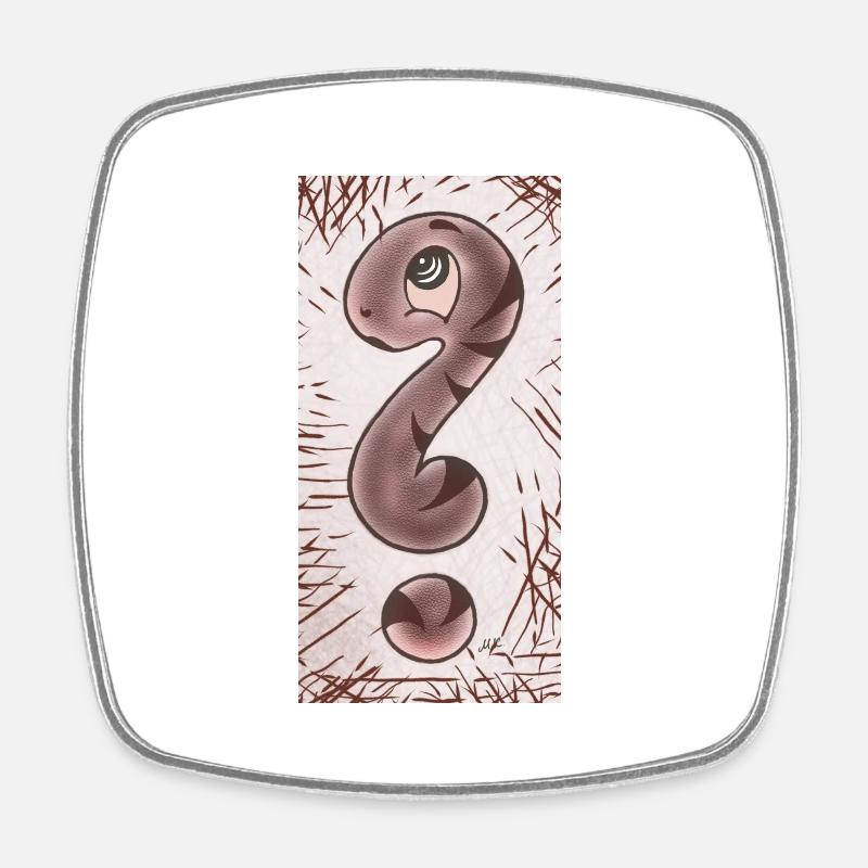 Question mark snake brown narrow - Square fridge magnet - white