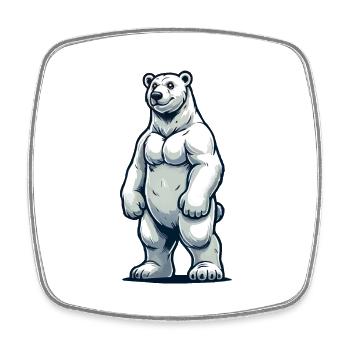 Ours blanc - Magnet carré - blanc - Devant