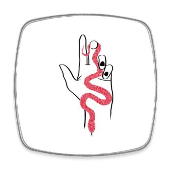 Rote Schlange in der Hand - Viereckiger Kühlschrankmagnet - Weiß - Vorne