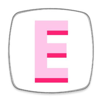 Pop und moderner rosa Buchstabe e - Viereckiger Kühlschrankmagnet - Weiß - Vorne