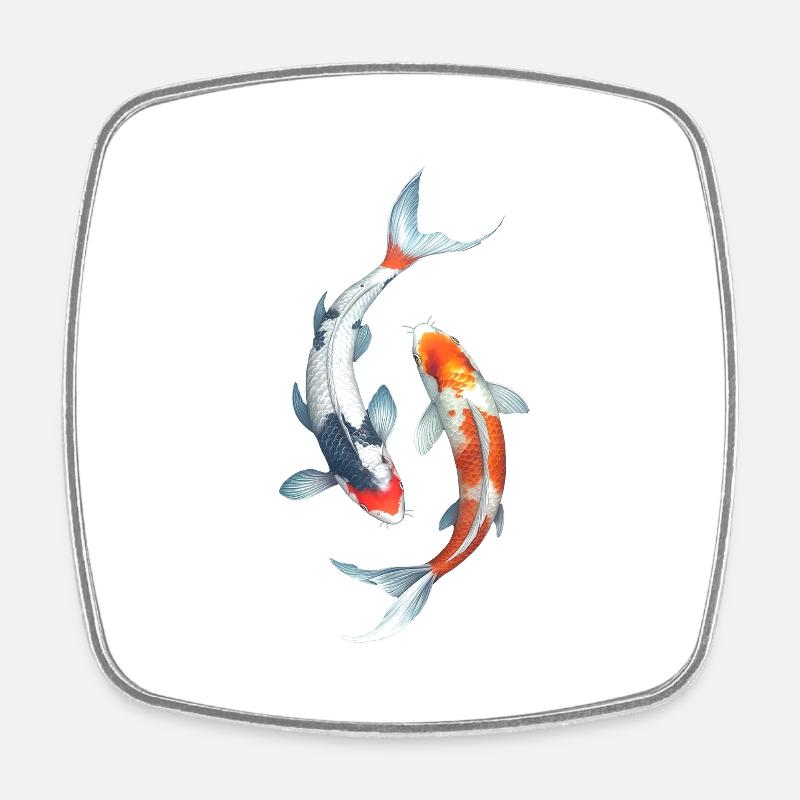 Koi Carp - Square fridge magnet - white