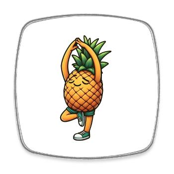 Tanzende Ananas Ballett Ballerina Frucht Sommer - Viereckiger Kühlschrankmagnet - Weiß - Vorne