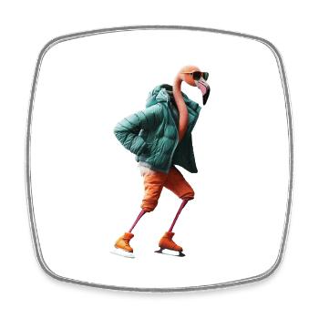 Flamingo - Viereckiger Kühlschrankmagnet - Weiß - Vorne