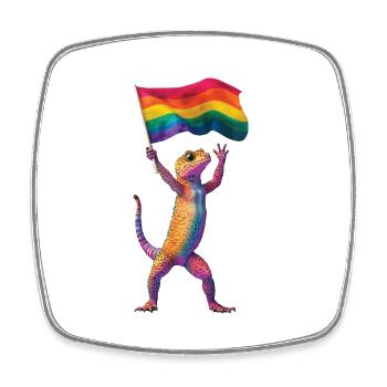Gecko - Viereckiger Kühlschrankmagnet - Weiß - Vorne