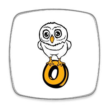 Eule Buchstabe O Owl Englisch ABC lernen Vogel Uhu - Viereckiger Kühlschrankmagnet - Weiß - Vorne
