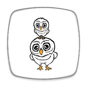 2 hiboux Papa Maman Enfant Bébé Famille Mère Père - Magnet carré - blanc - Devant