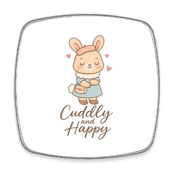 Cuddly&happy - Viereckiger Kühlschrankmagnet - Weiß - Vorne