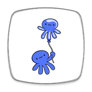 Octopus Holding Balloon Cute Child Happy Comic - Square fridge magnet - white - Front