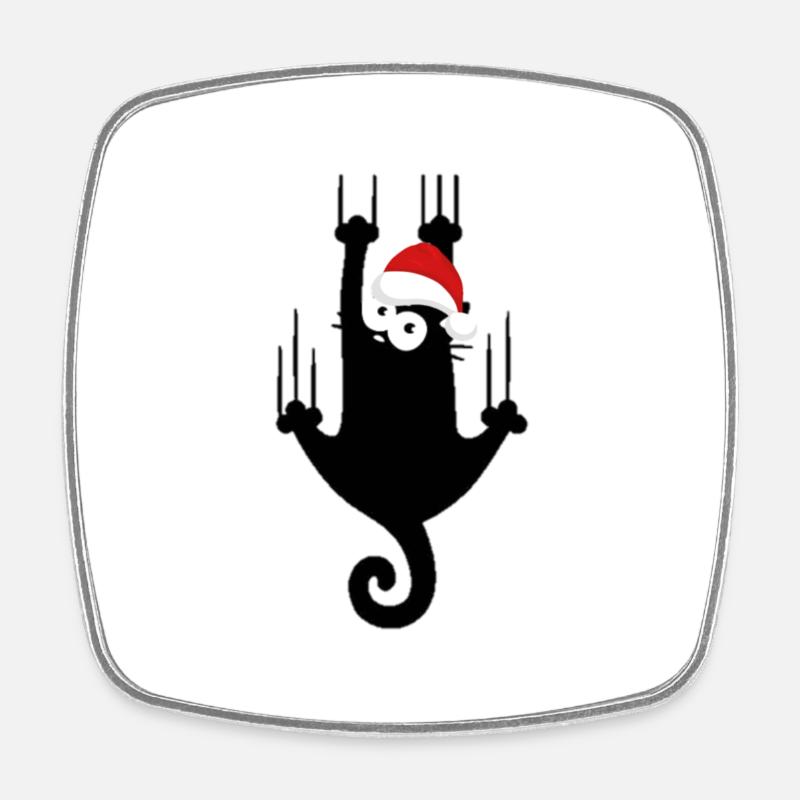 christmas cat - Square fridge magnet - white