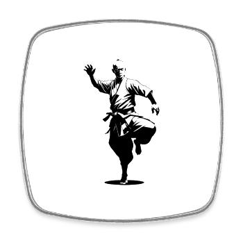 Moine Shaolin - Arts Martiaux Sticker - Magnet carré - blanc - Devant