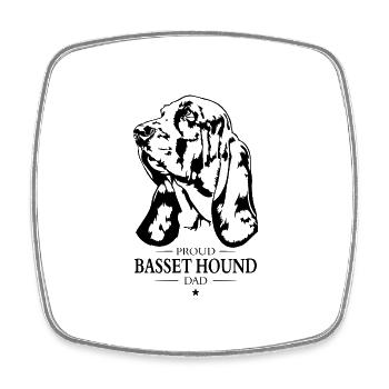 Basset Hound Papa Chien Chien Wilsigns - Magnet carré - blanc - Devant