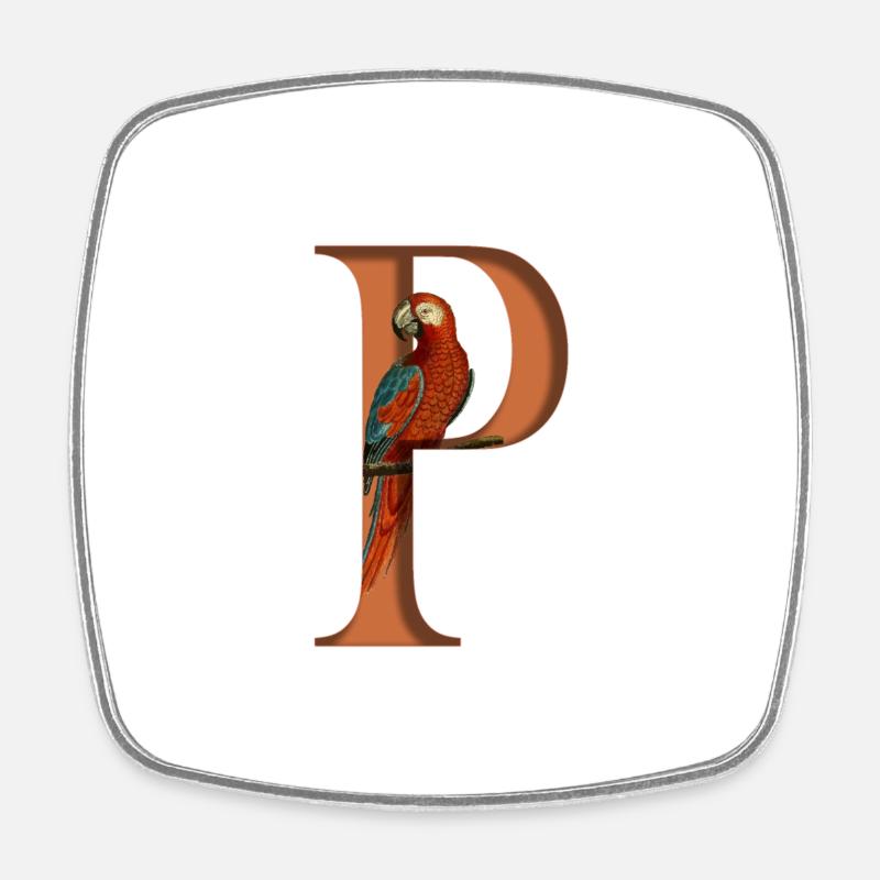 Letter P, name, letter P - Square fridge magnet - white