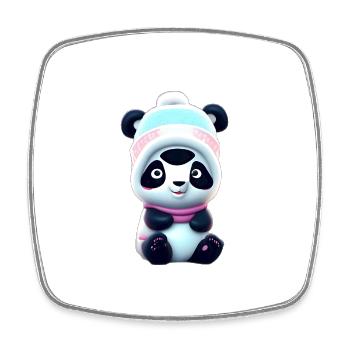 Panda im Schnee - Viereckiger Kühlschrankmagnet - Weiß - Vorne
