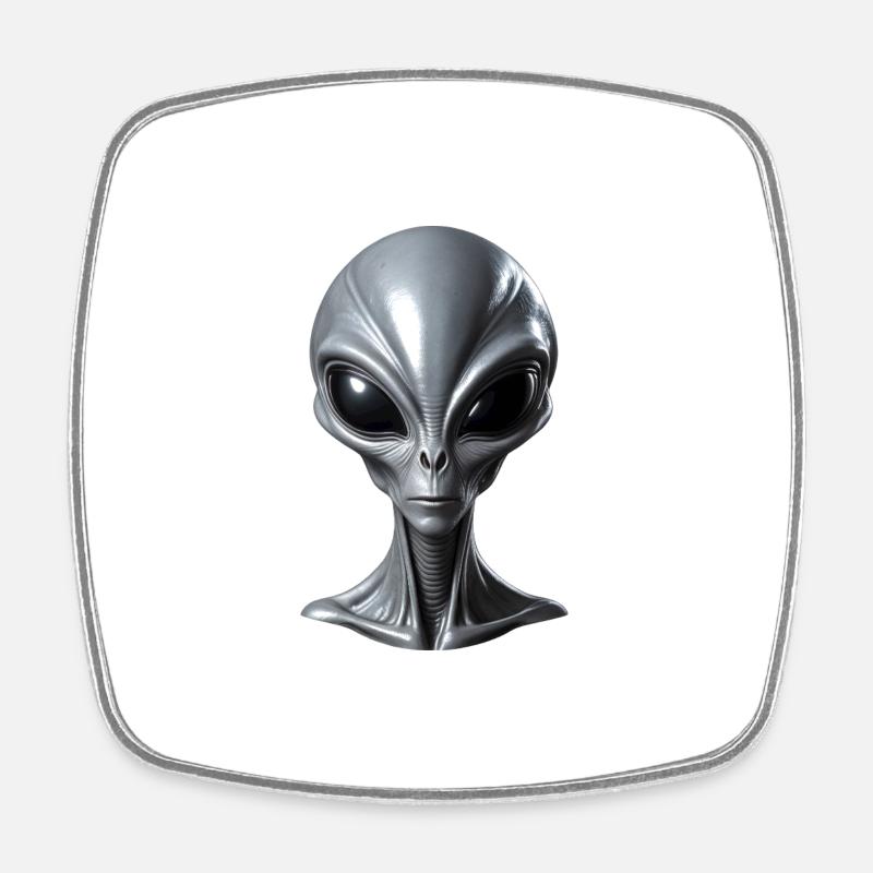 Véritable extraterrestre gris extraterrestre - Magnet carré - blanc