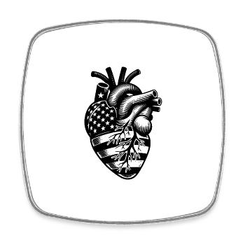 Patriotic USA National Flag Heart - Square fridge magnet - white - Front