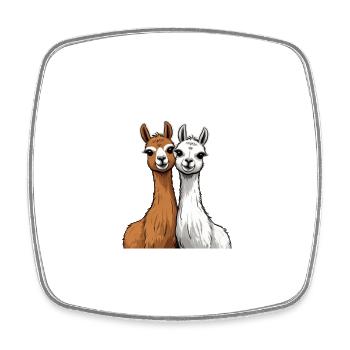 Two cute llamas - Square fridge magnet - white - Front