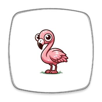 Flamingo - Viereckiger Kühlschrankmagnet - Weiß - Vorne