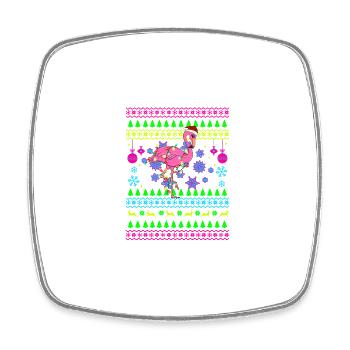Lustig Weihnachtsoutfit Ugly Christmas Flamingo - Viereckiger Kühlschrankmagnet - Weiß - Vorne