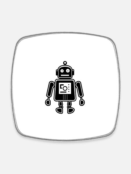 Roboter - Viereckiger Kühlschrankmagnet - Weiß