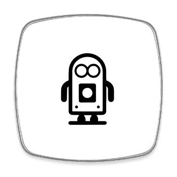 Kleiner Roboter - Viereckiger Kühlschrankmagnet - Weiß - Vorne