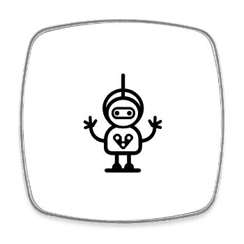 Small robot - Square fridge magnet - white - Front
