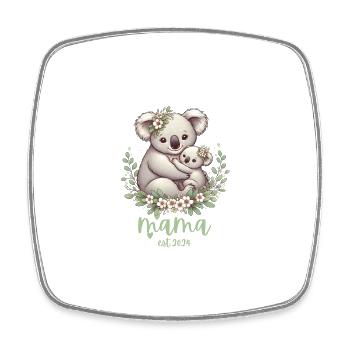 Mama Est. 2024 Koala câlin Couronne florale nouvelle maman - Magnet carré - blanc - Devant
