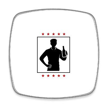 Beer Drinking Party Silhouette - Square fridge magnet - white - Front