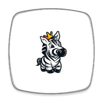 Zebra Comic Krone - Viereckiger Kühlschrankmagnet - Weiß - Vorne