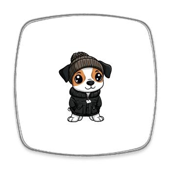 Jack Russell Terrier Hund Winter - Viereckiger Kühlschrankmagnet - Weiß - Vorne