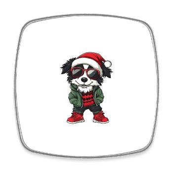 Border Collie Chien Noël Noël - Magnet carré - blanc - Devant