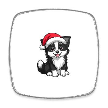 Border Collie Hund Weihnachten Christmas - Viereckiger Kühlschrankmagnet - Weiß - Vorne