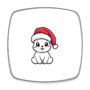 Lapin Noël Mignon - Magnet carré - blanc - Devant
