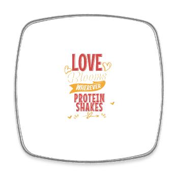 Love Blooms Wherever Protein Shakes Are Found - Square fridge magnet - white - Front