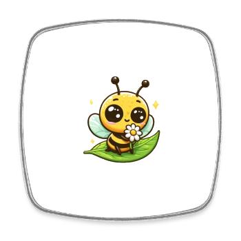 Bee Cartoon 7 - Square fridge magnet - white - Front