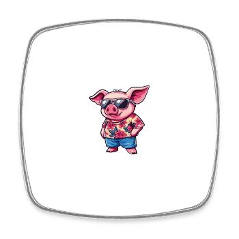 Pig Comic Cool Summer - Square fridge magnet - white - Front
