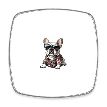 Buldog Français Chien Été - Magnet carré - blanc - Devant
