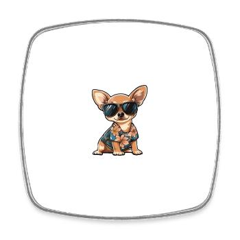 Chihuahua Hund Cool Sommer - Viereckiger Kühlschrankmagnet - Weiß - Vorne