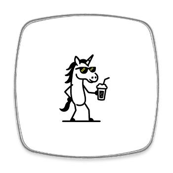 Unicorn Cool Drink - Square fridge magnet - white - Front