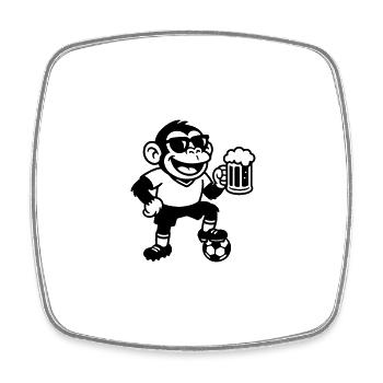 Monkey Footballer Beer - Square fridge magnet - white - Front