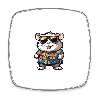 Hamster Comic Urlaub - Viereckiger Kühlschrankmagnet - Weiß - Vorne