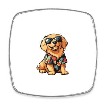 Golden Retriever Hund Comic Urlaub - Viereckiger Kühlschrankmagnet - Weiß - Vorne