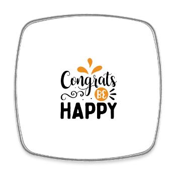 Design Congrats be happy - Magnet carré - blanc - Devant