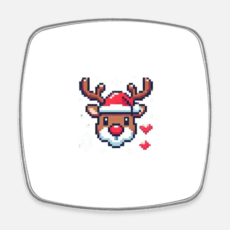 8 bits tête de renne de Noël - Magnet carré - blanc