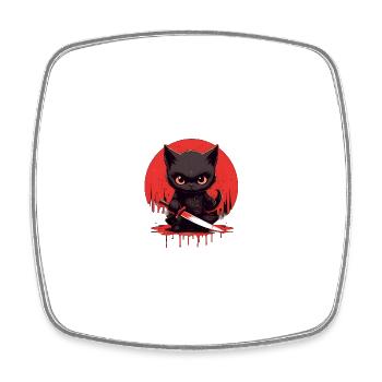 Blutrünstige Schwarze Katze - Viereckiger Kühlschrankmagnet - Weiß - Vorne