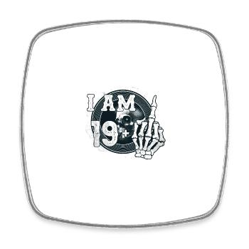 I'm 19 plus 1 middle finger Skull funny 20th - Square fridge magnet - white - Front