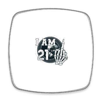 I'm 21 plus 1 middle finger Skull funny 22nd - Square fridge magnet - white - Front